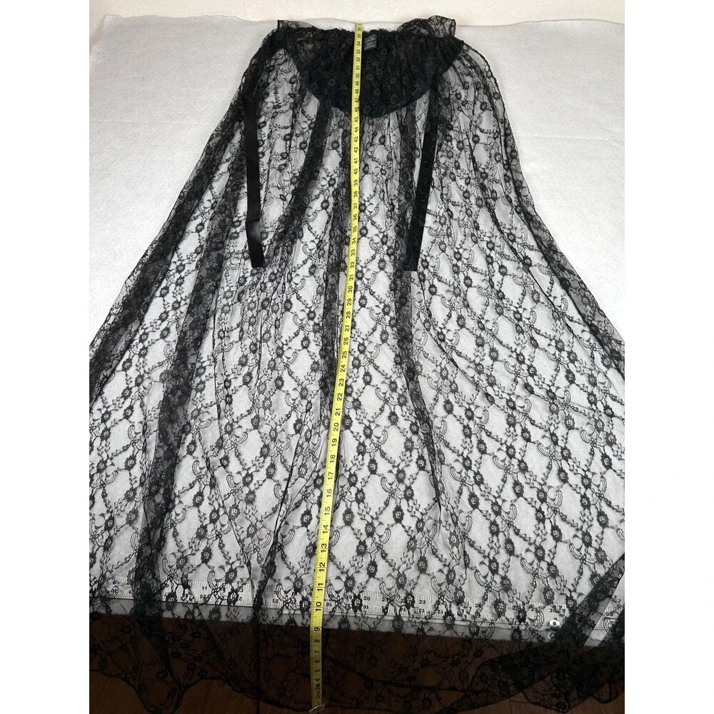 Spirit Hooded Black Lace Cape Sheer Costume whimsigoth witchy Adult one size - Picture 6 of 9